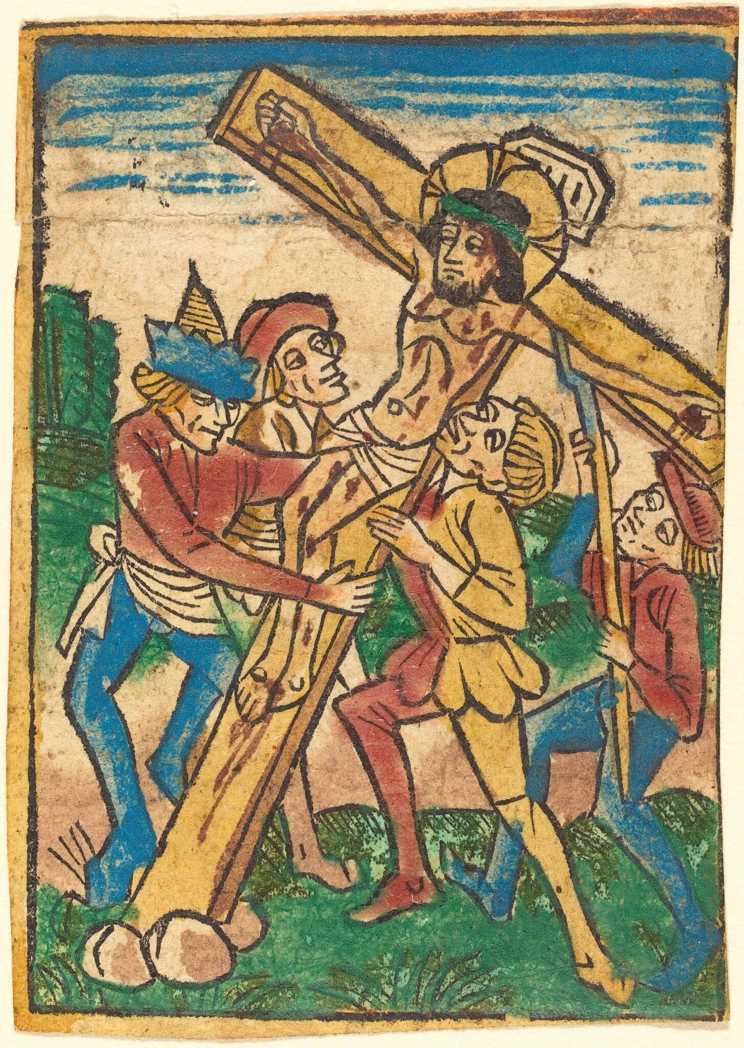 Raising the Cross, by German 15th Century, ink, 1490