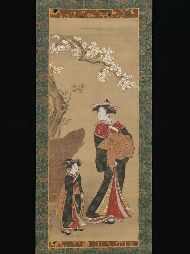 Courtesan and her Attendant under a Cherry Tree
