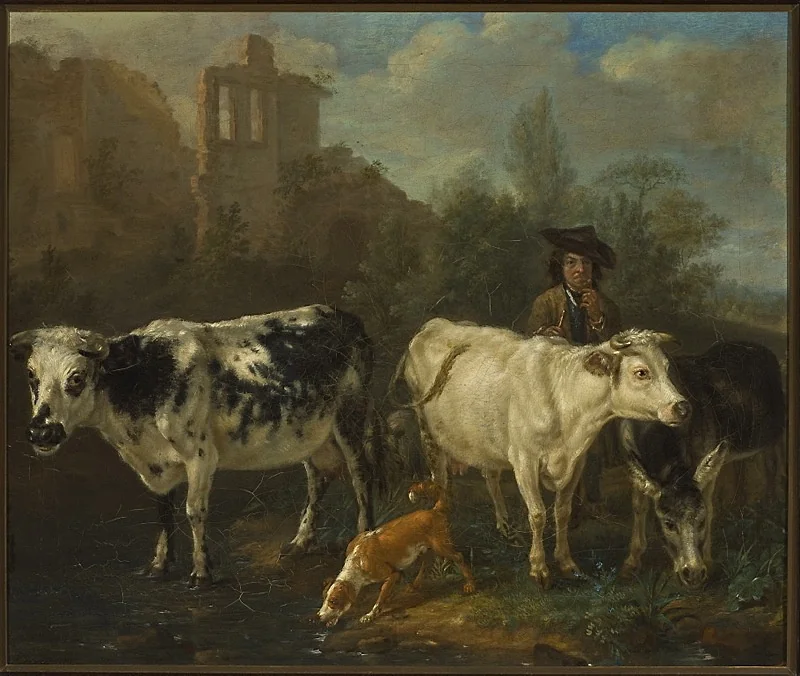 Shepherd with a flock
