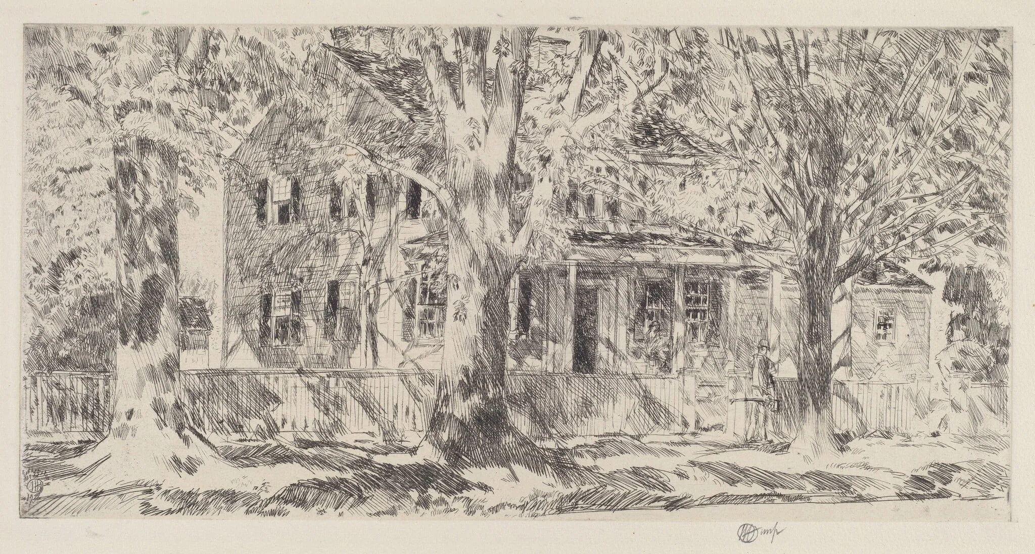 House on the Main Street, Easthampton, by Childe Hassam, ink, 1922