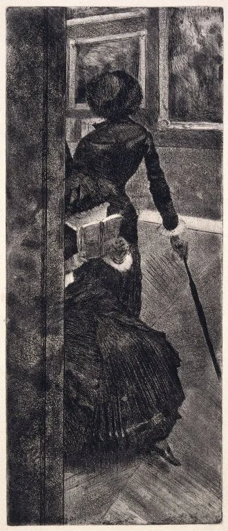 Mary Cassatt at the Louvre: The Paintings Gallery, by Edgar Degas, unspecified, 1890