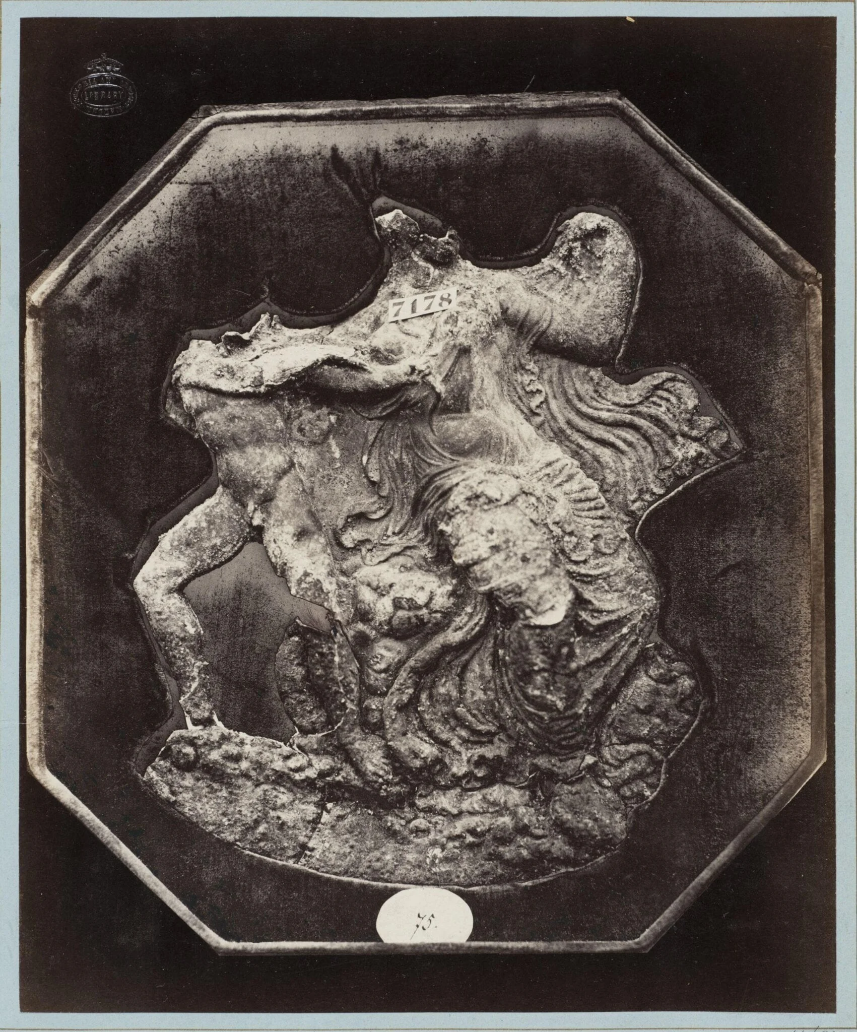 Antique bronze circular appliqué, by Louise Laffon, photographic, 1864