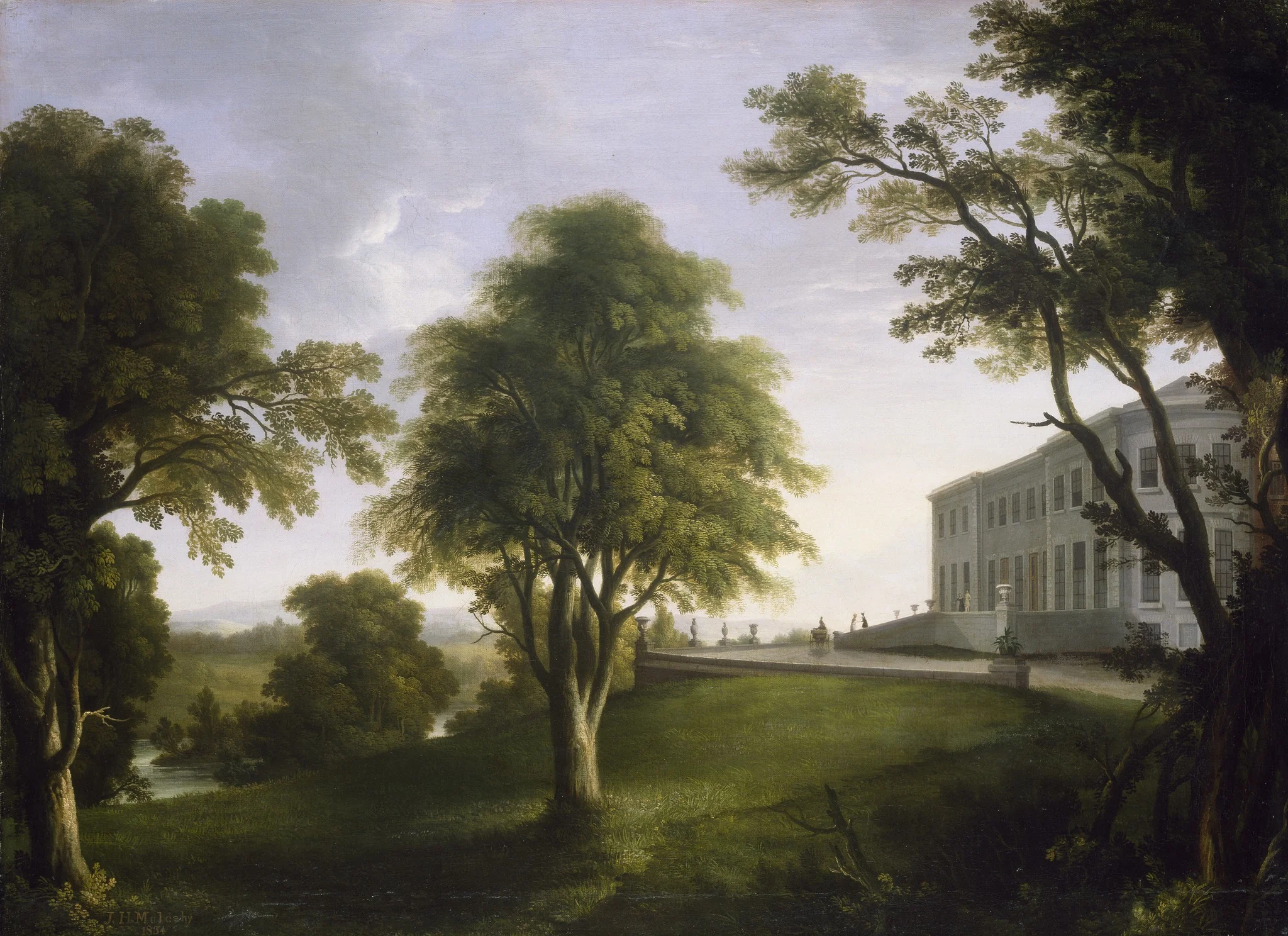 A Landscape with Curragh Chase, County Limerick, by Jeremiah Hodges Mulcahy, oil, 1834