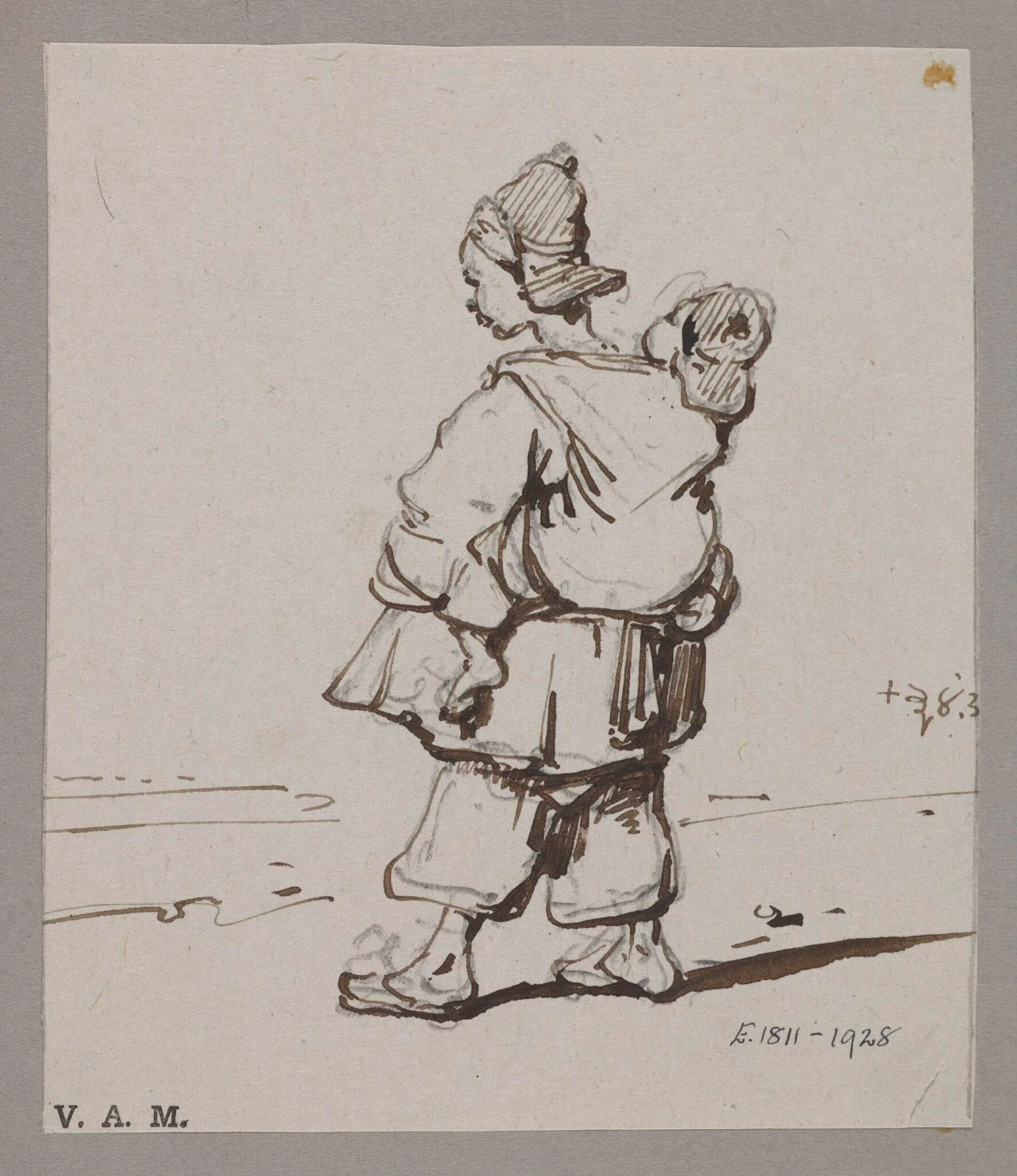 A Chinese child carrying another