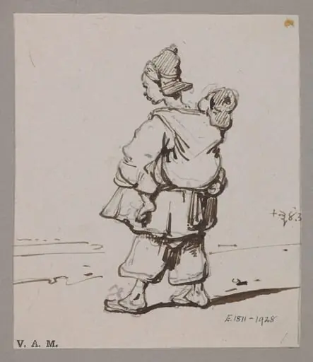 A Chinese child carrying another