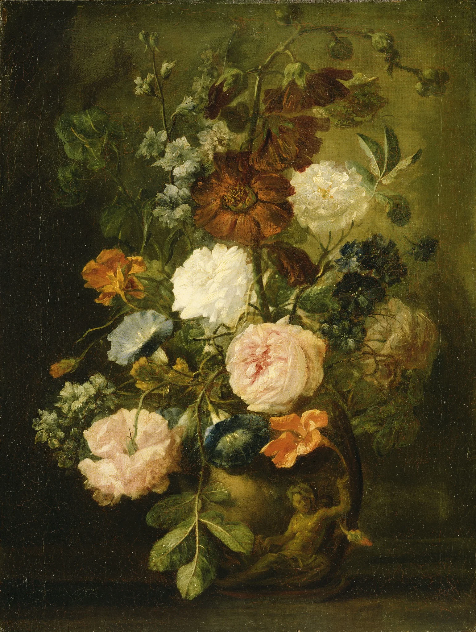 Vase of Flowers, by Unknown, oil, 1750