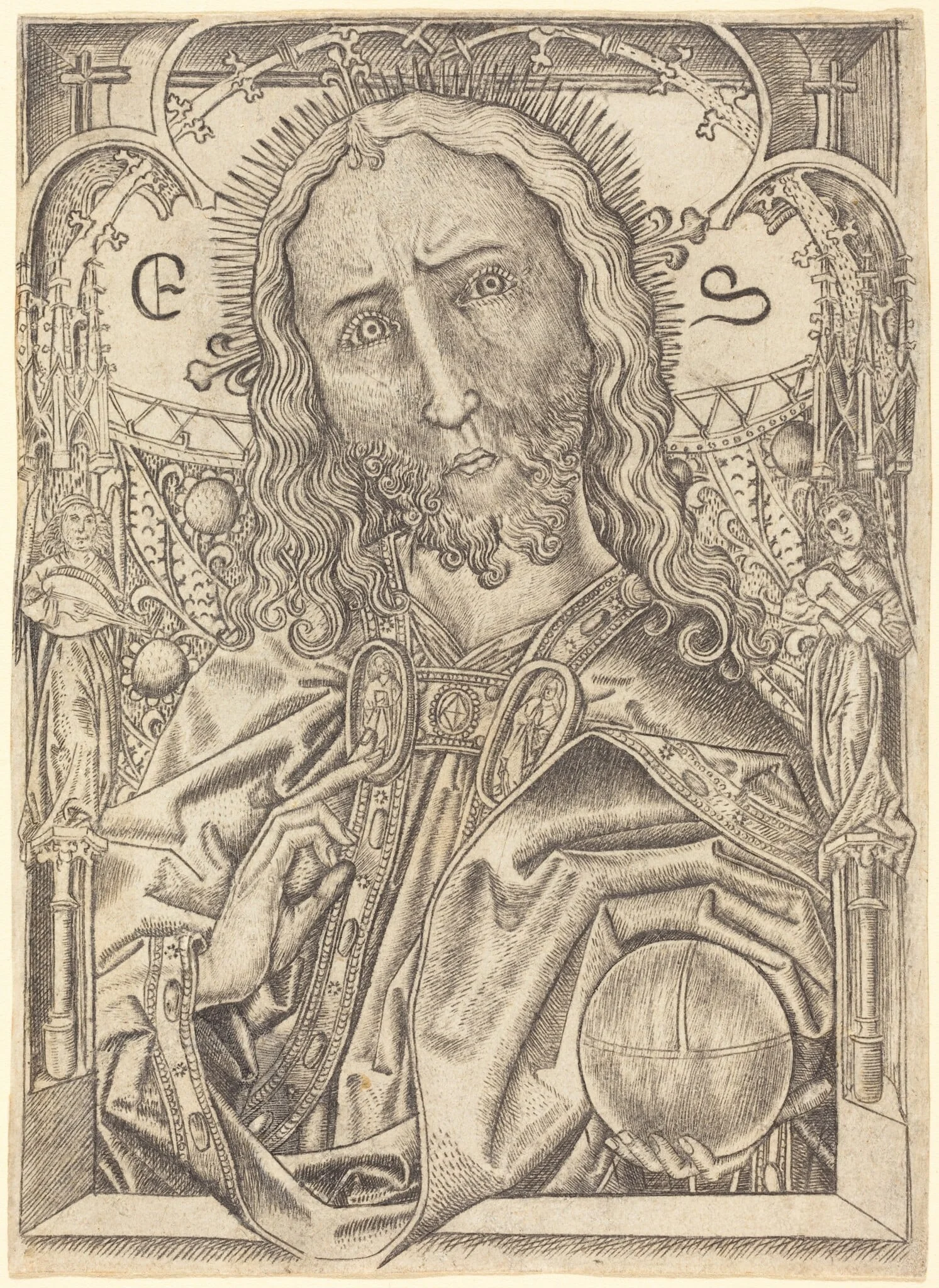 Christ as Saviour, by Master E.S., ink, 1467