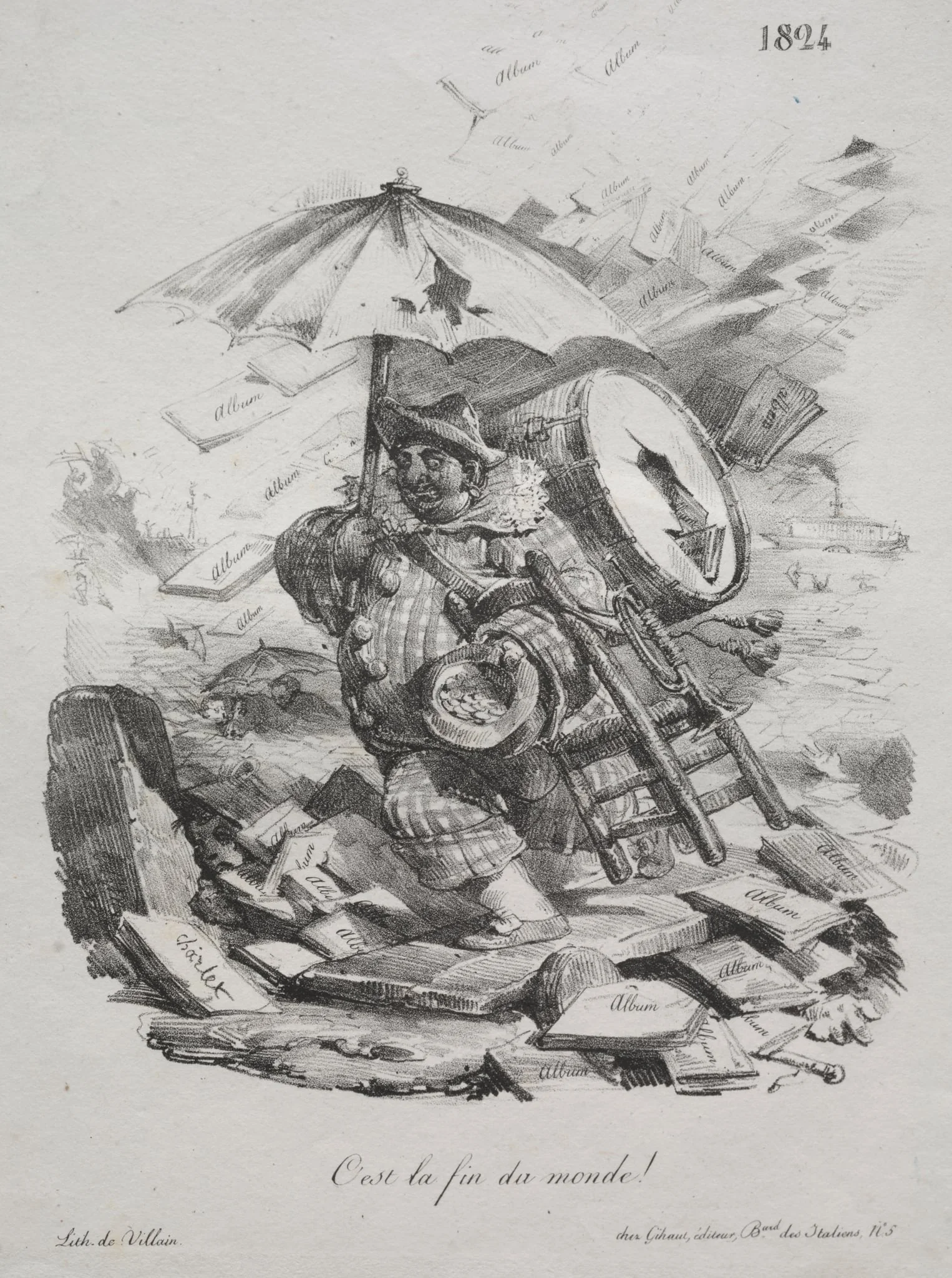 Lithographic Sketches:  It is the End of the World! (frontispiece), by Nicolas Toussaint Charlet, 1824