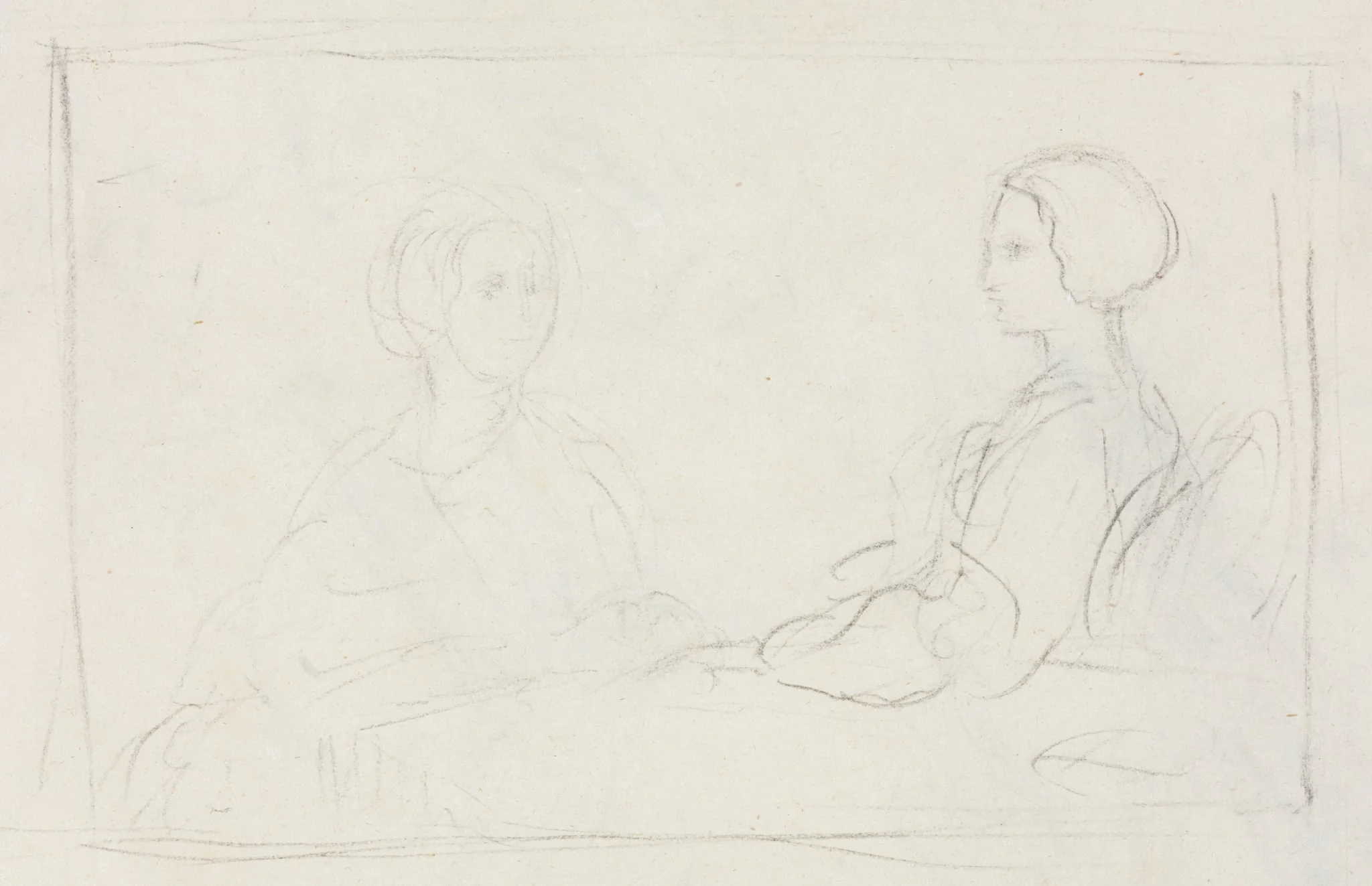 Two Seated Women (verso), by Edgar Degas, 1858