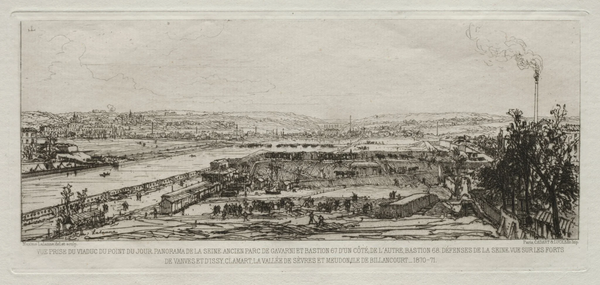 View from the Viaduct at the Pont-du-Jour, Panorama de la Seine, by Maxime Lalanne, 1870