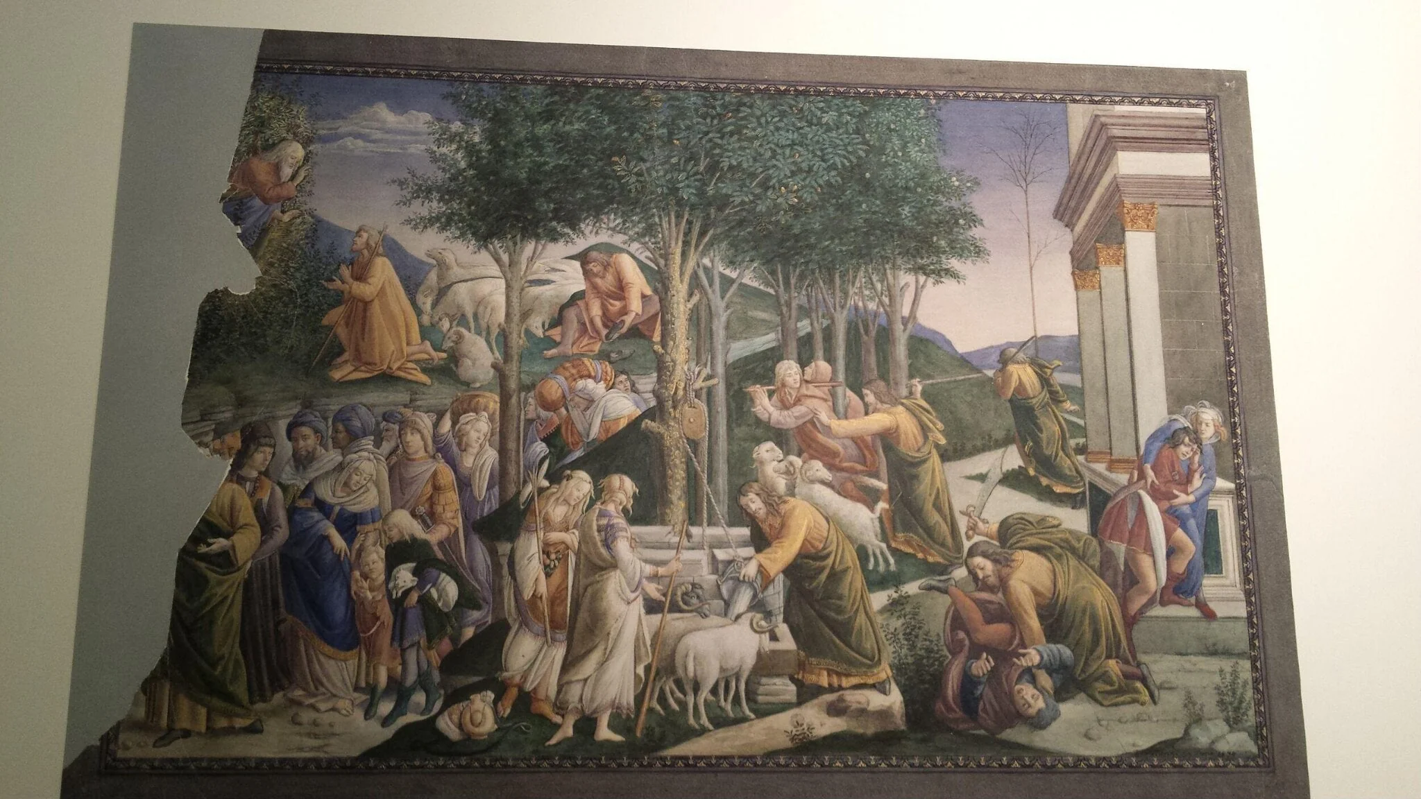 Copy after the painting  The Trials of Moses (Moses at the Well) by Sandro  Botticelli in the Sistine Chapel (Rome), by Sandro Botticelli, watercolor, 1870