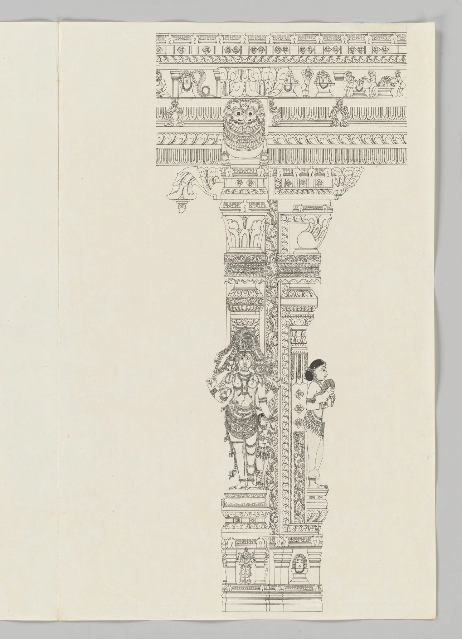 Ardanarishvara; woman holding a flywhisk., by Unknown, unspecified, 1800