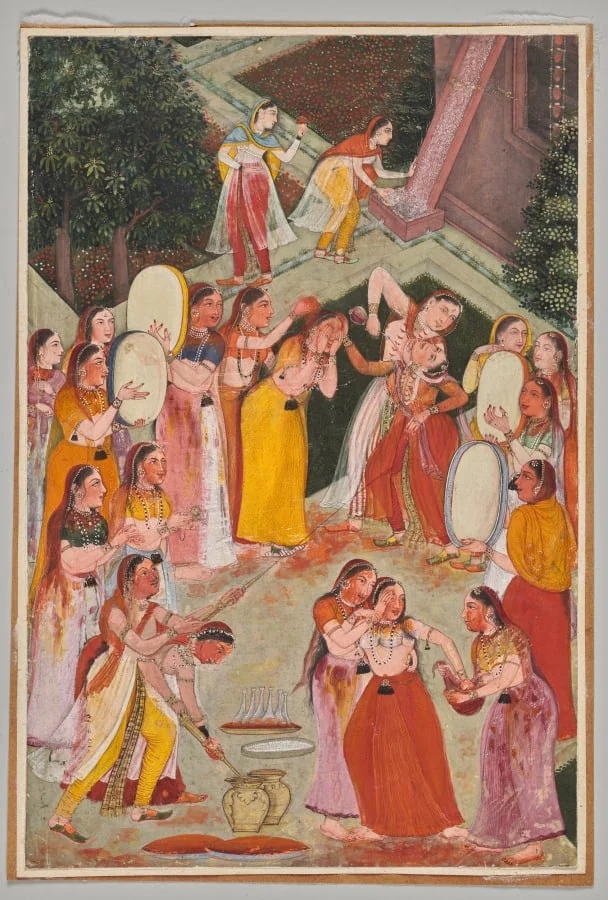 Girls Spraying Each Other at Holi, by Unknown, unspecified, 1645