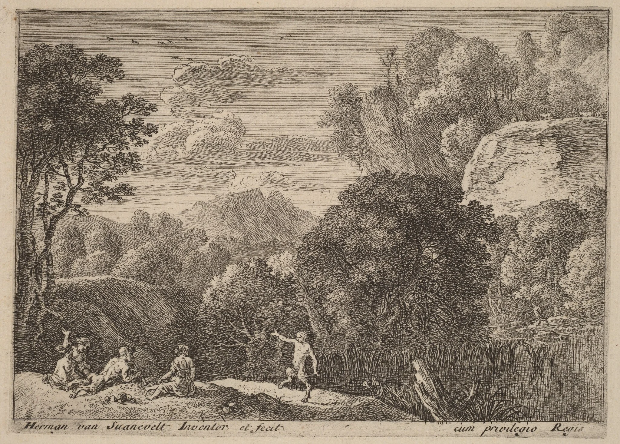 A Dancing Satyr, by Herman van Swanevelt, ink, 1628