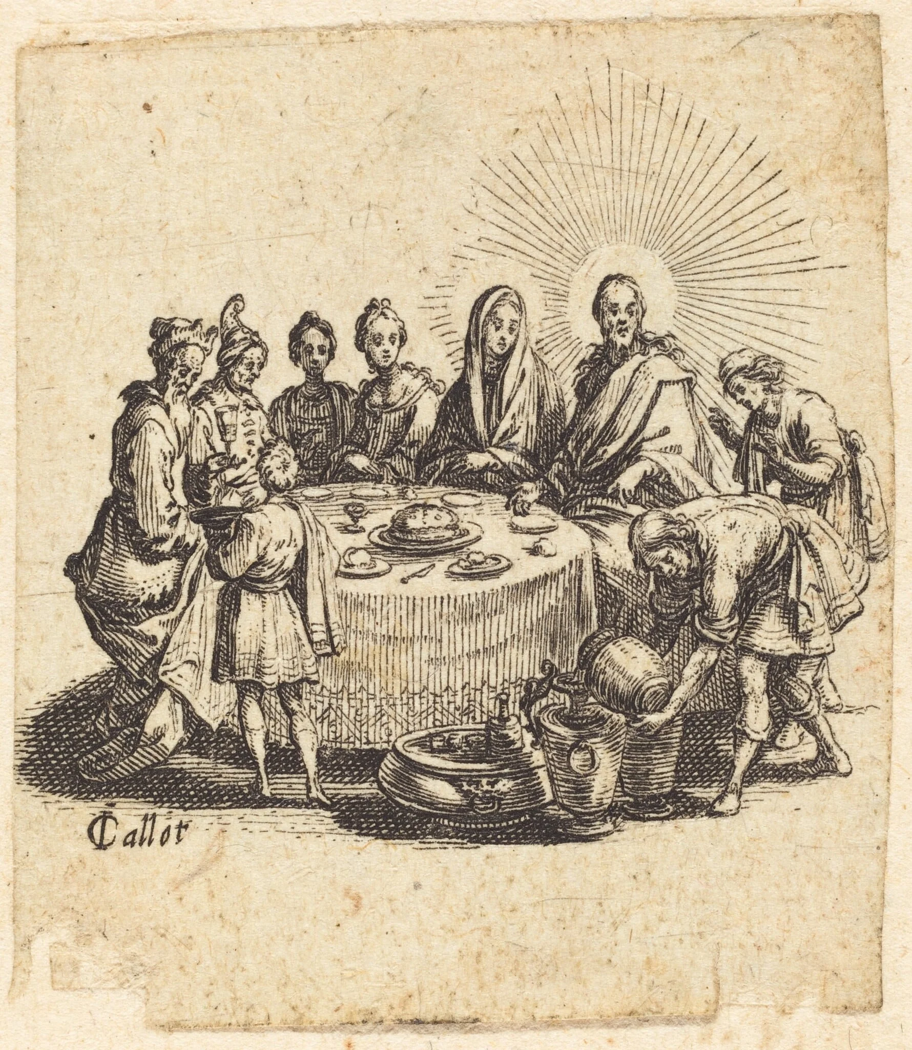 The Marriage at Cana, by Jacques Callot, ink, 1618