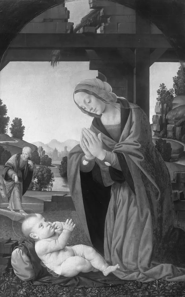 Mary adoring the child