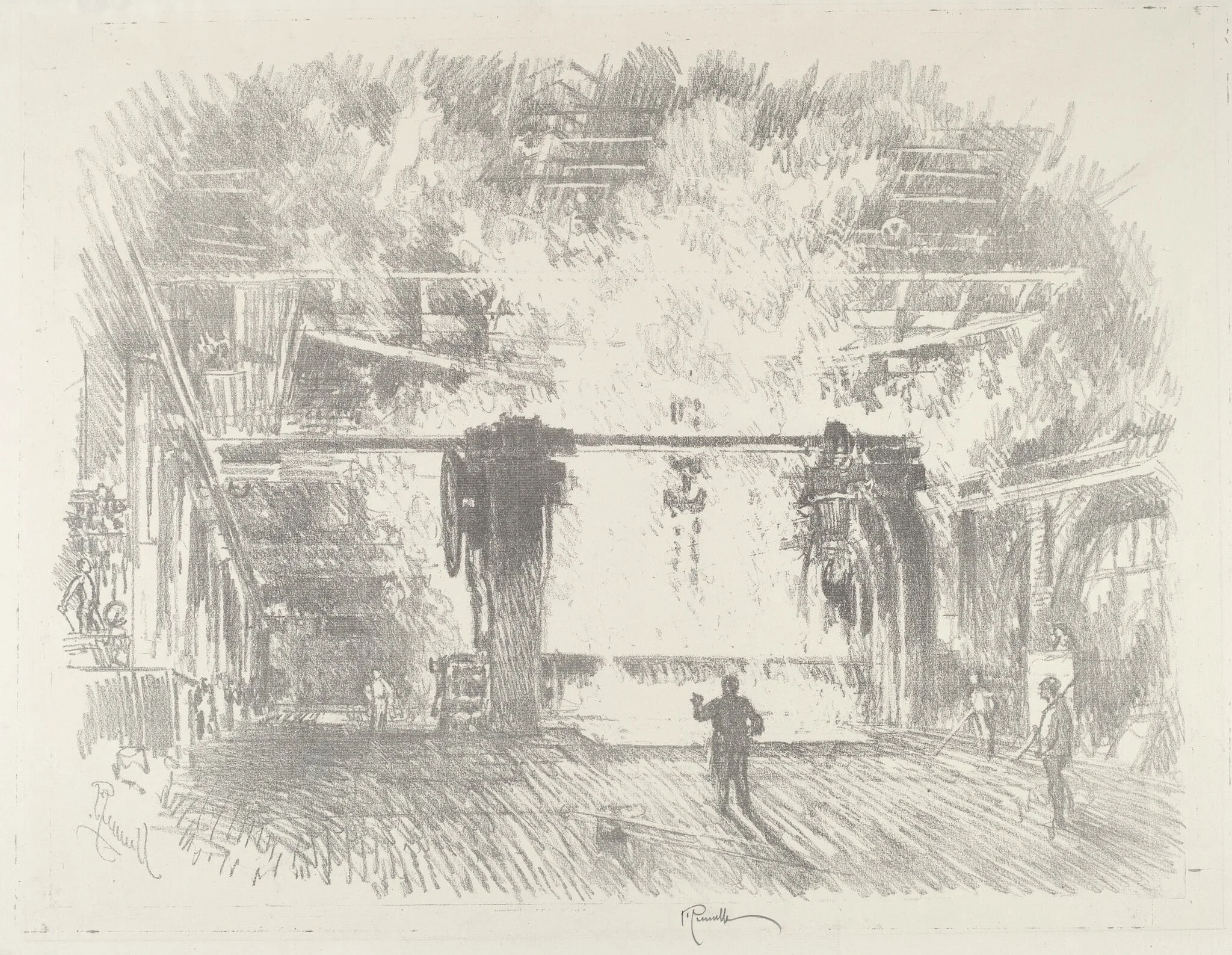 Making Armour-Plate, by Joseph Pennell, ink, 1916