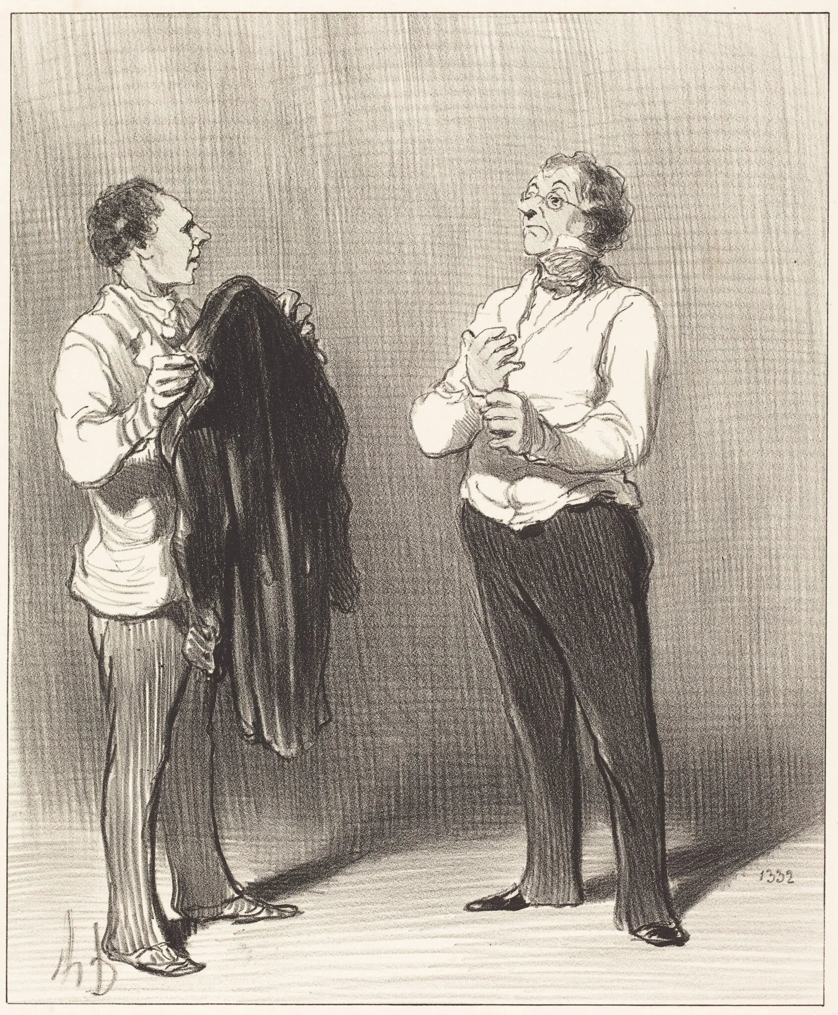 (Le Domestique) - Monsieur ferait bien..., by Honoré Daumier, ink, 1852