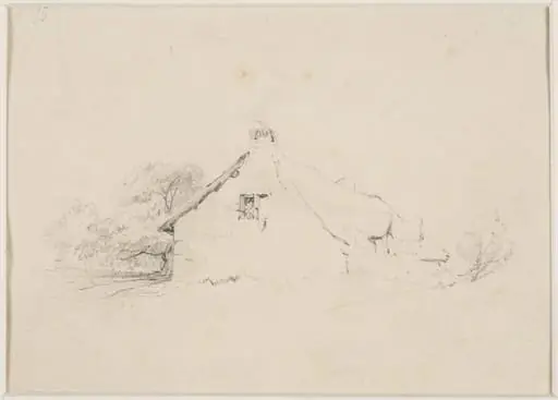 A cottage with trees