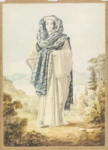 A Woman in Greek Dress, the Bosphorus in the background