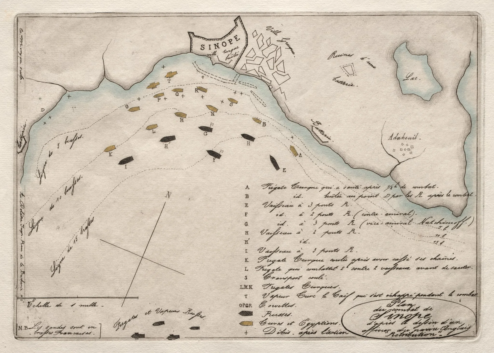 Map of the Battle of Sinope, by Charles Meryon, 1853
