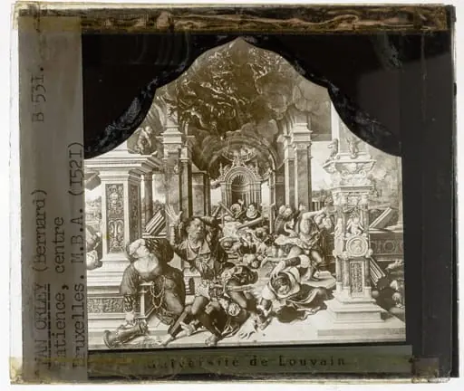 Bernard of Orley. Triptych with the virtue of Patience Central panel: The banquet of Jobs children