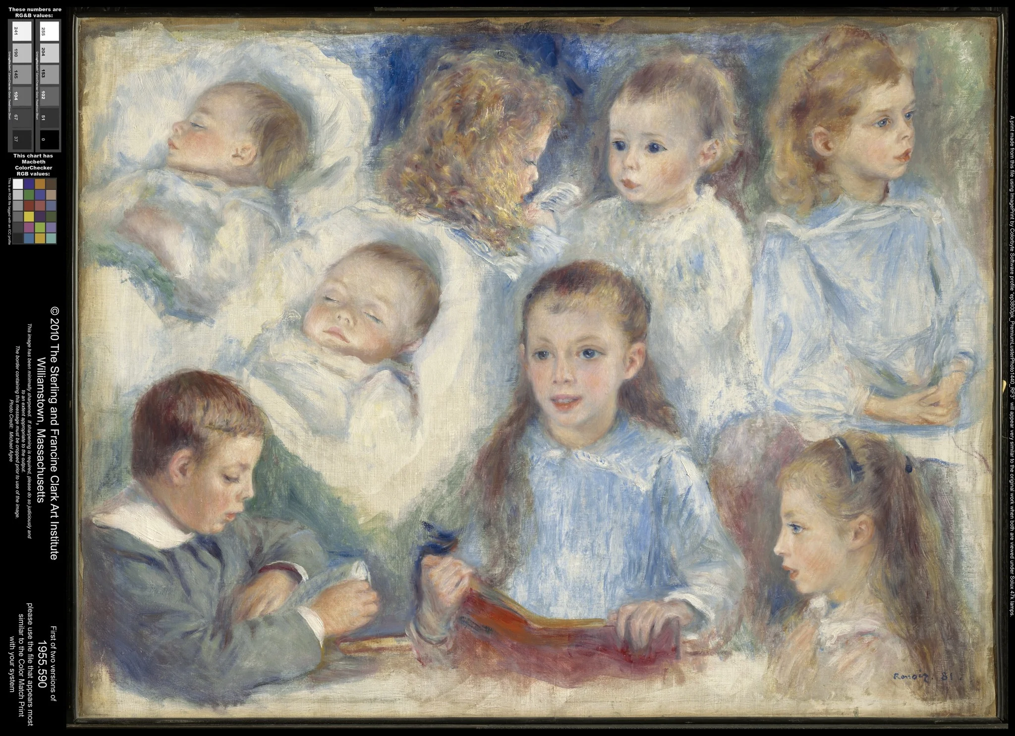 Sketches of Heads (The Berard Children), by Auguste Renoir, oil, 1891