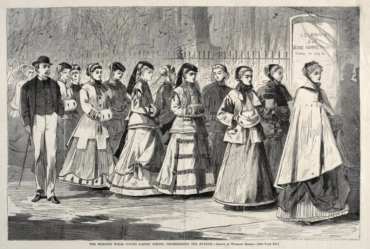 The Morning Walk - Young Ladies' School Promenading the Avenue, by Winslow Homer, 1868
