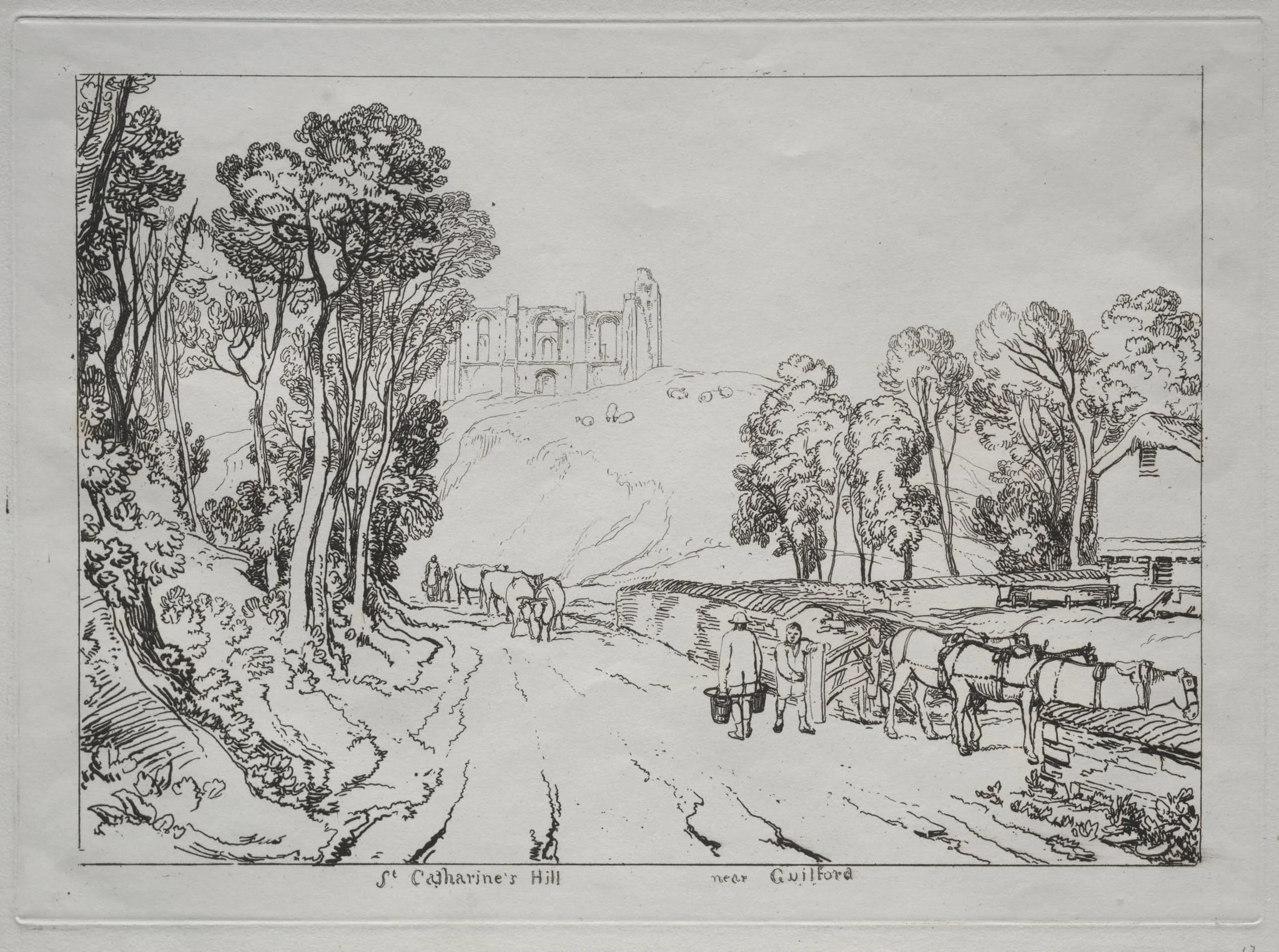 Liber Studiorum:  St. Catherine's Hill, near Guilford, by Joseph Mallord William Turner, 1823