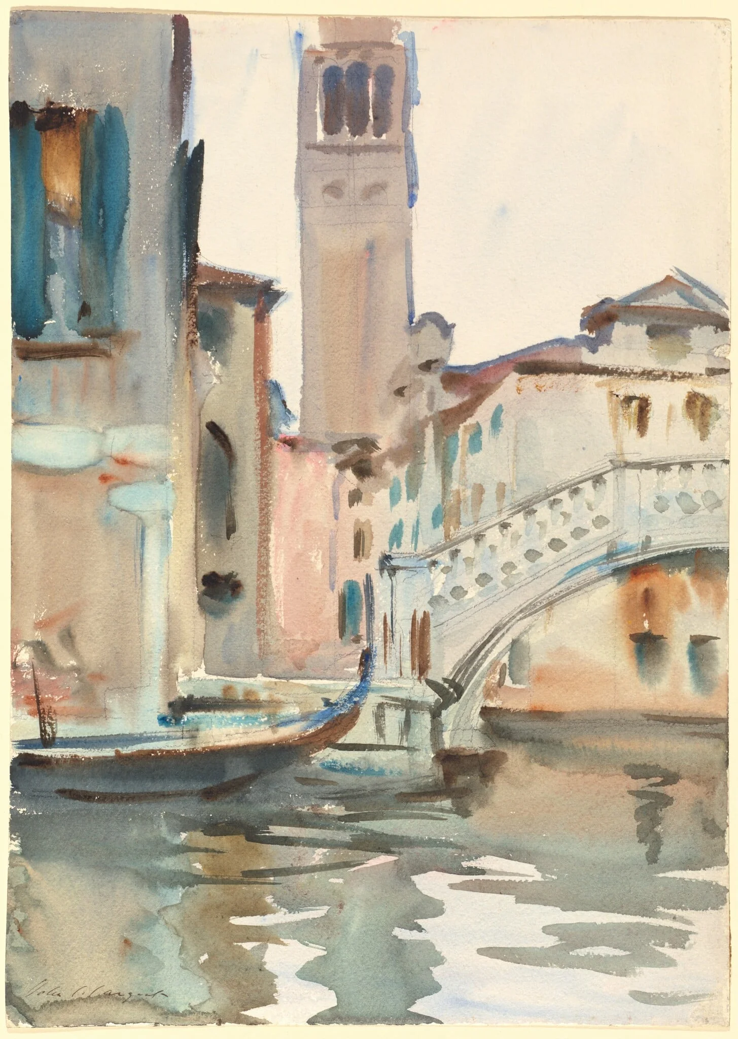 A Bridge and Campanile, Venice, by John Singer Sargent, chalk, 1903