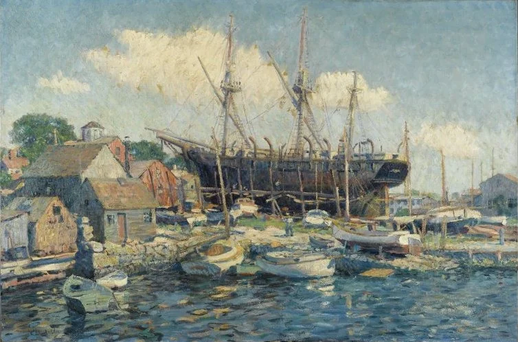 A Whaleship on the Marine Railway at Fairhaven, by Clifford Warren Ashley, oil, 1916