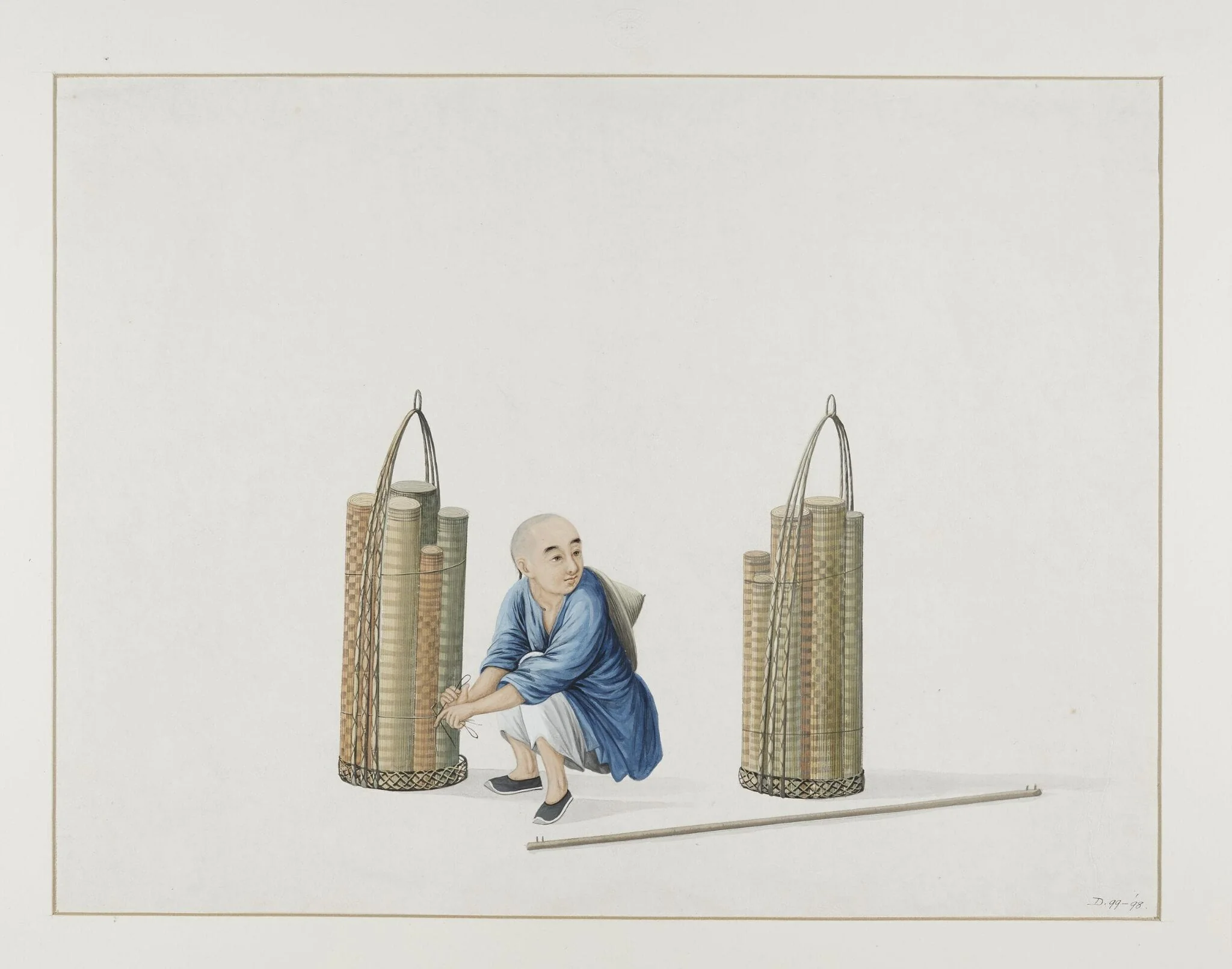 A Mat Seller, by Puqua, paint, 1790