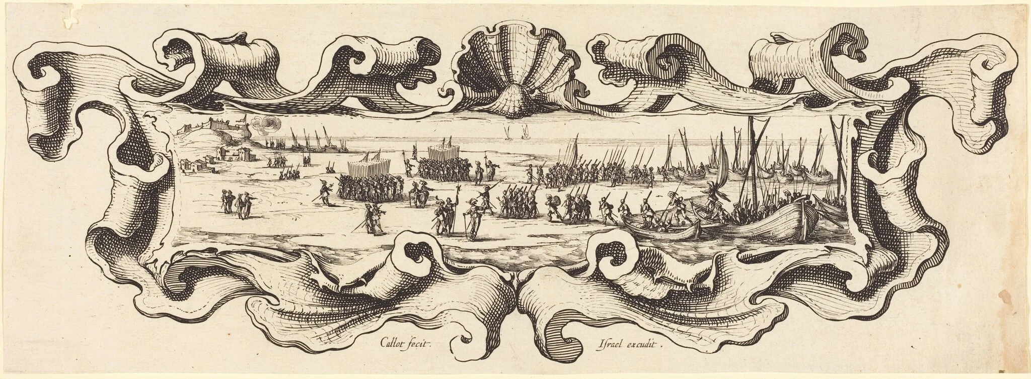 The Landing of the Troops, by Jacques Callot, ink, 1630