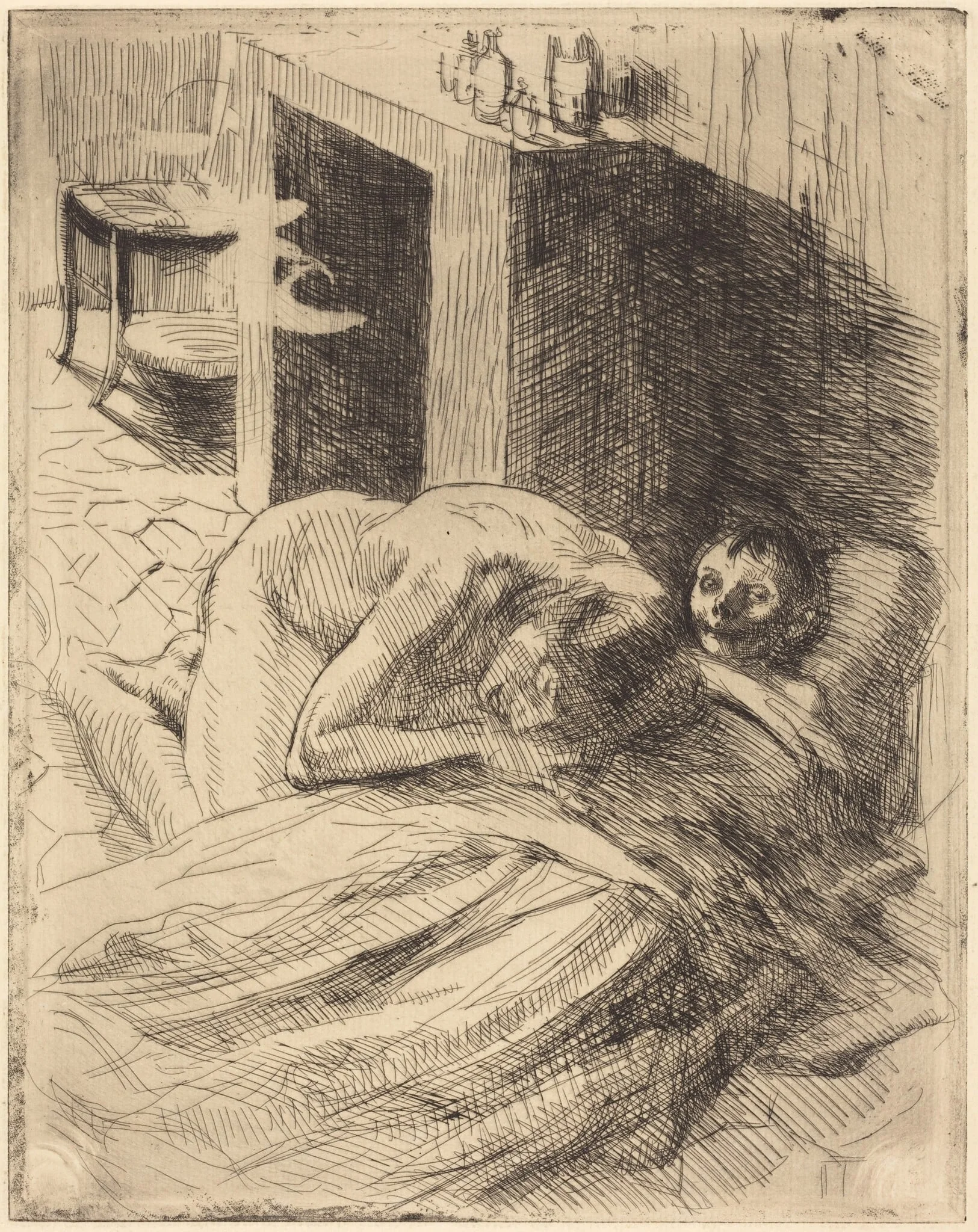 Misery (La Misère), by Paul-Albert Besnard, ink, 1886