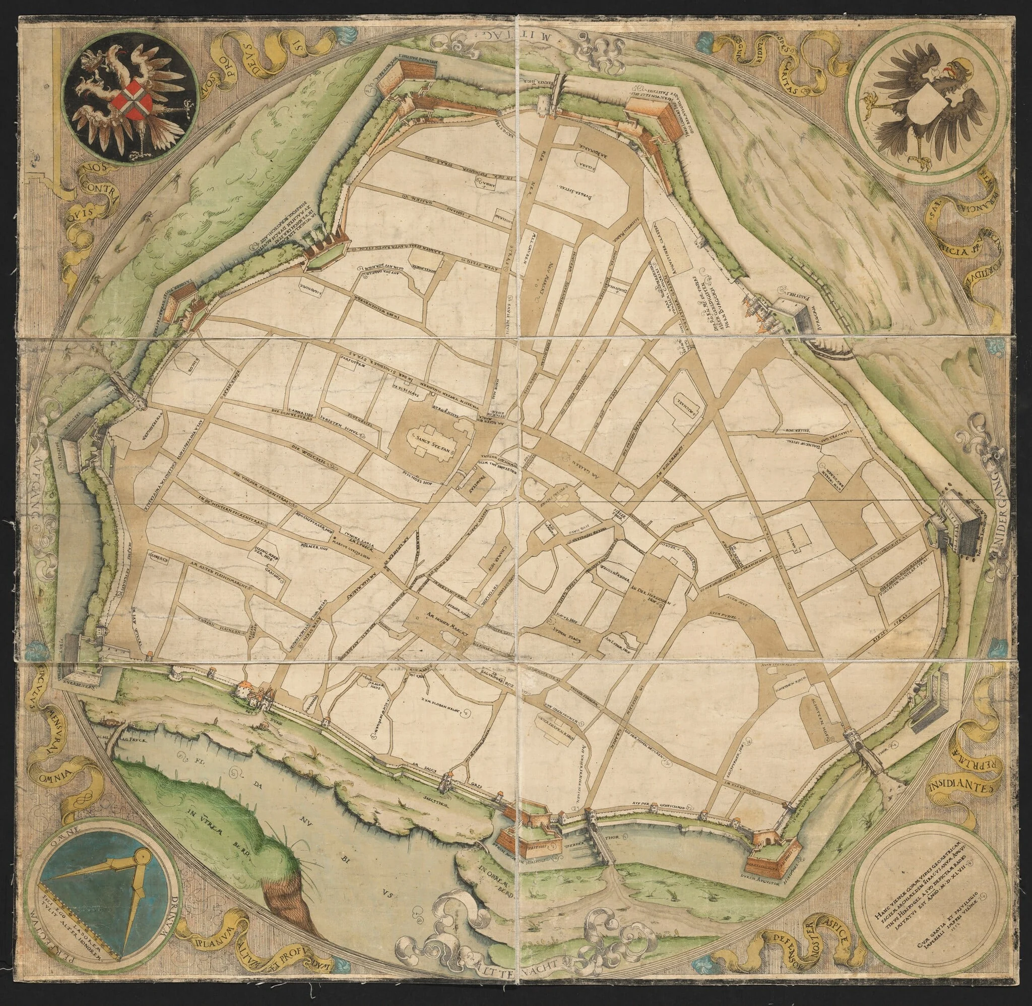 Map of Vienna, by Augustin Hirschvogel, ink, 1552