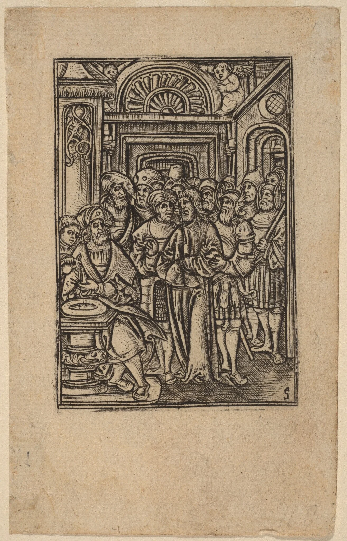 Pilate Washing His Hands, by Master S, ink, 1502