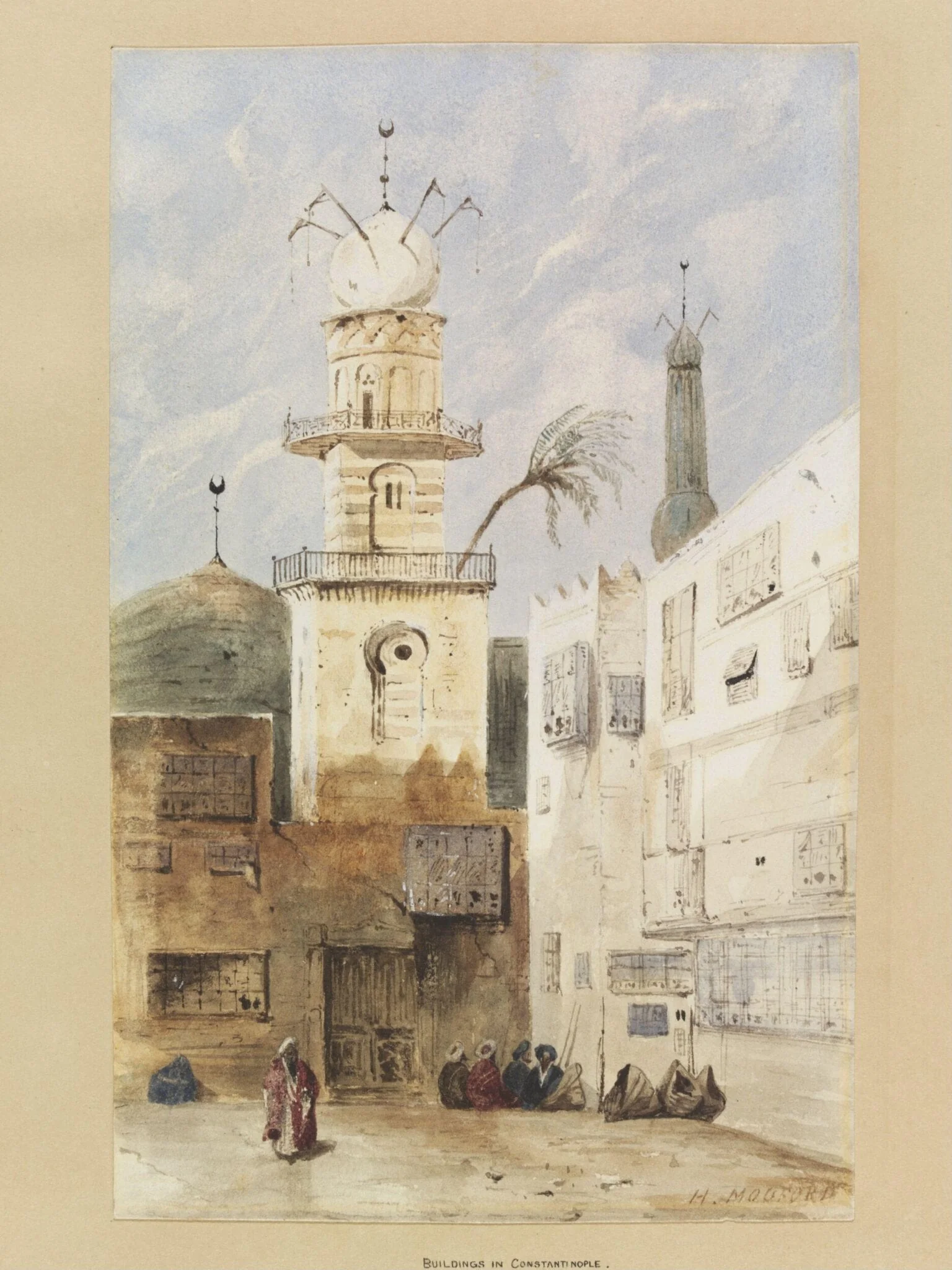 Mosque, possibly in North Africa, by Henry Mogford, watercolor, 1835