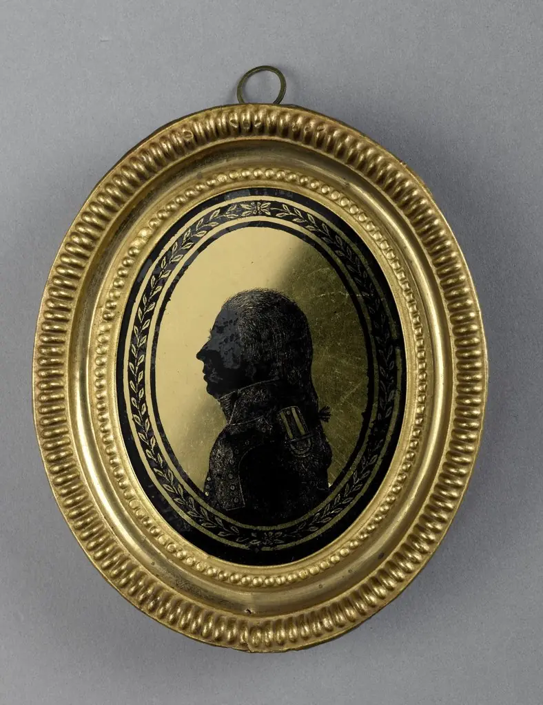 Silhouet portret van een man in officiersuniform, by August Forberger
