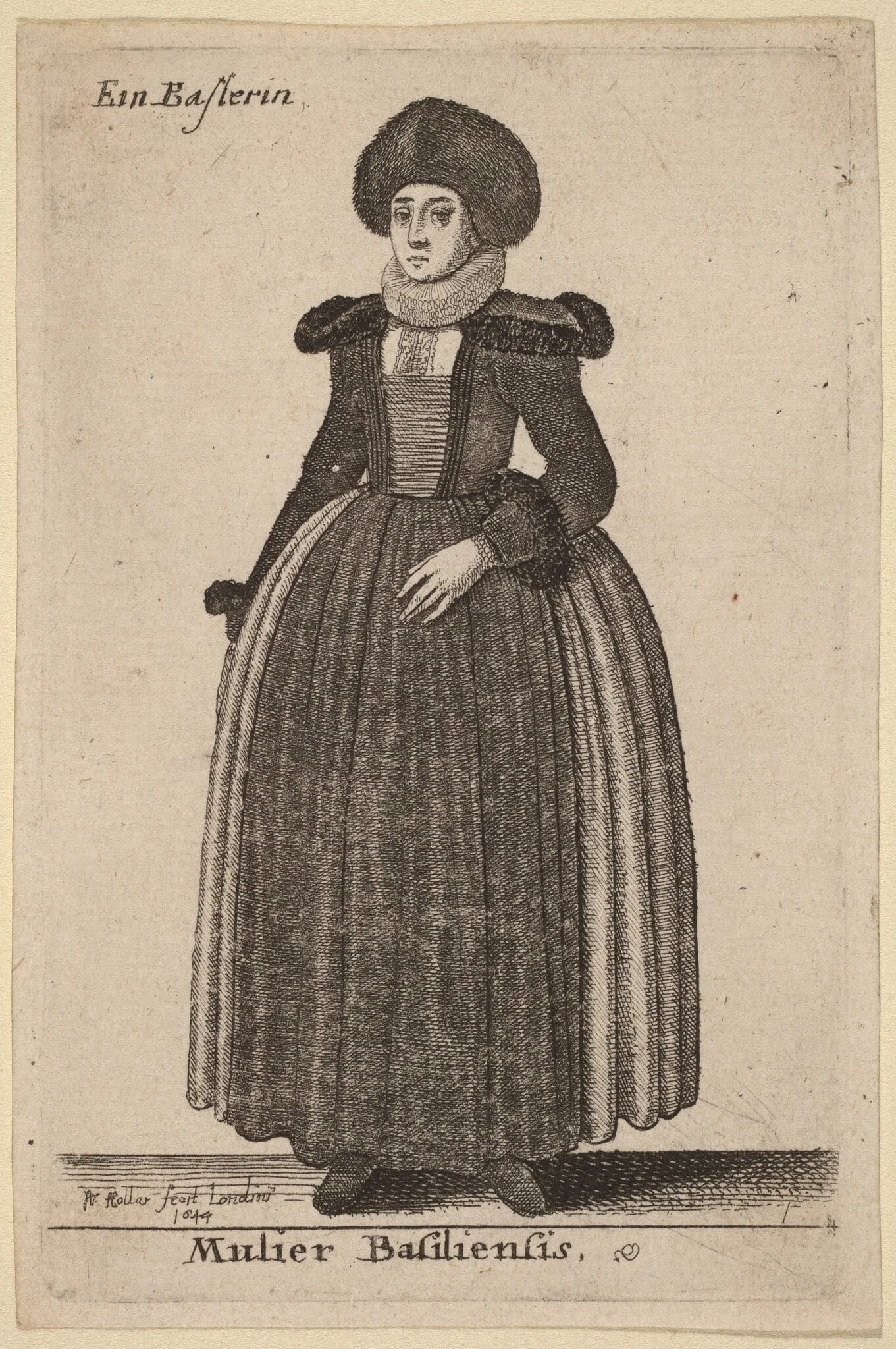 Mulier Basiliensis, by Wenceslaus Hollar, ink, 1644