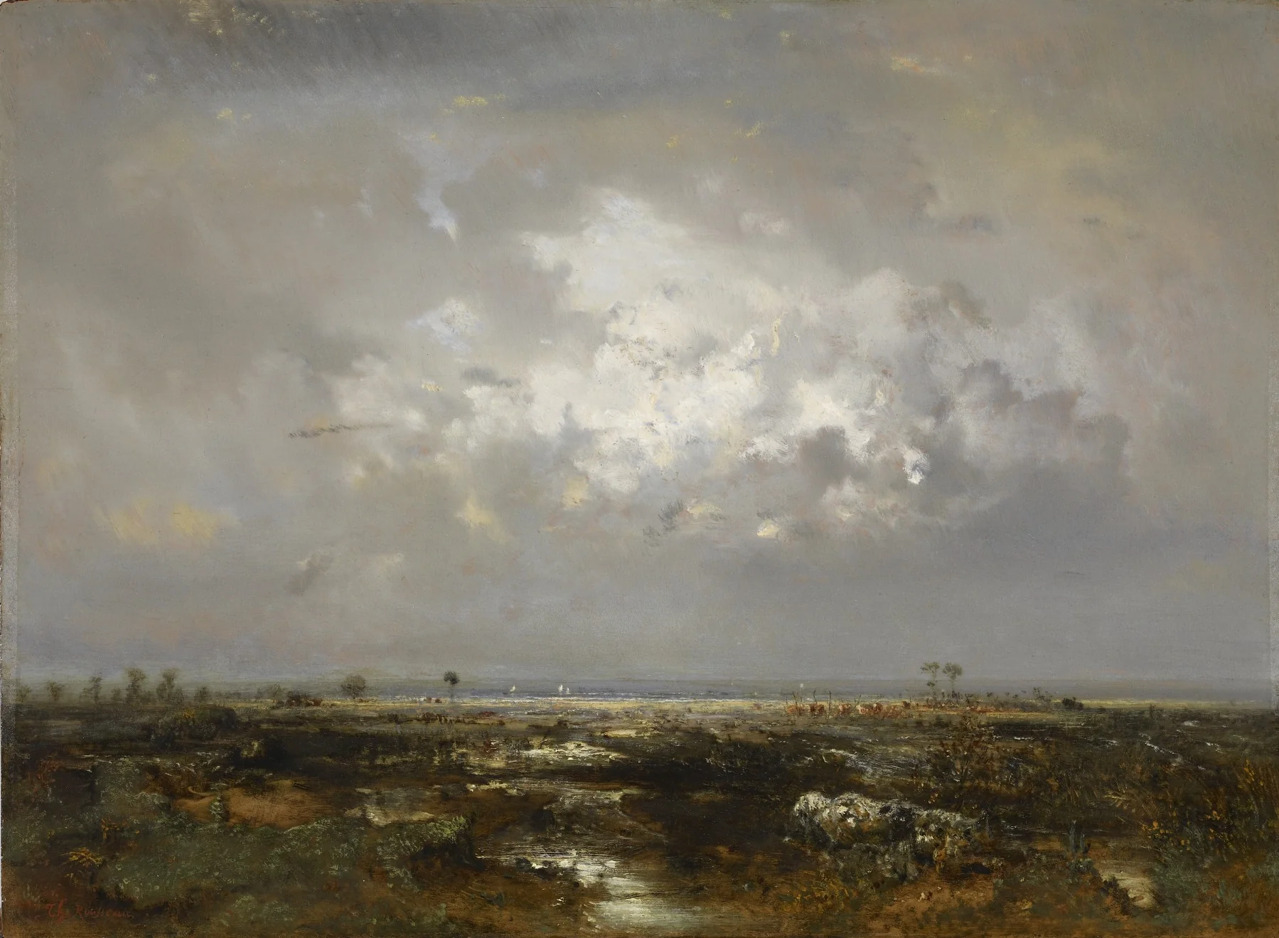A Swamp in the Landes, by Théodore Rousseau, oil, 1844