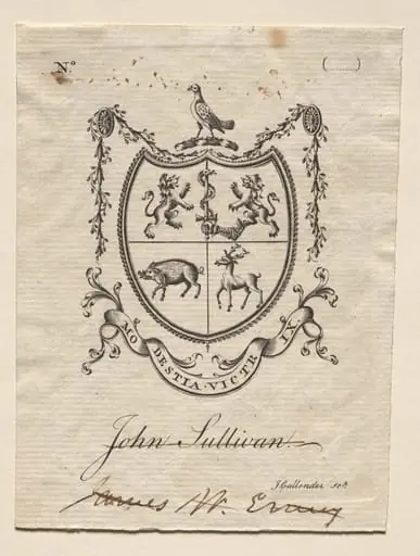 Bookplate:  Coat of Arms with John Sullivan inscribed below