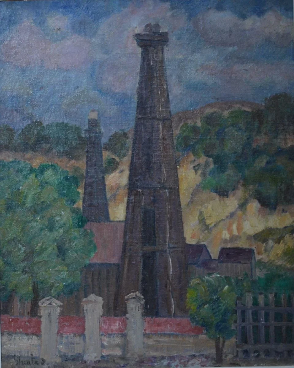 Peisaj cu sonde, by Dumitru Ghiață, unspecified