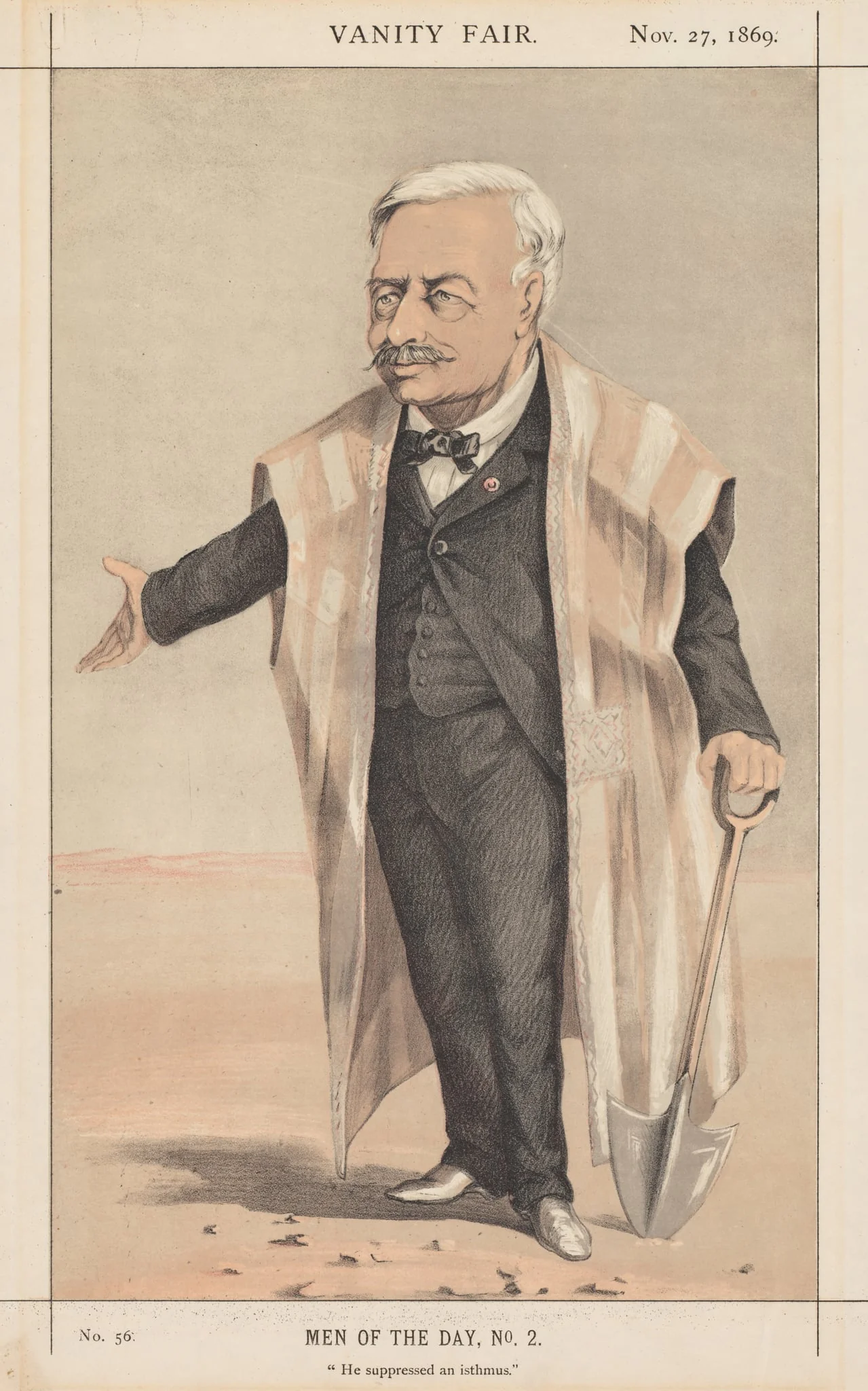 Vanity Fair: Men of the Day, No. 2 "He suppressed an isthmus", by Unknown, 1869