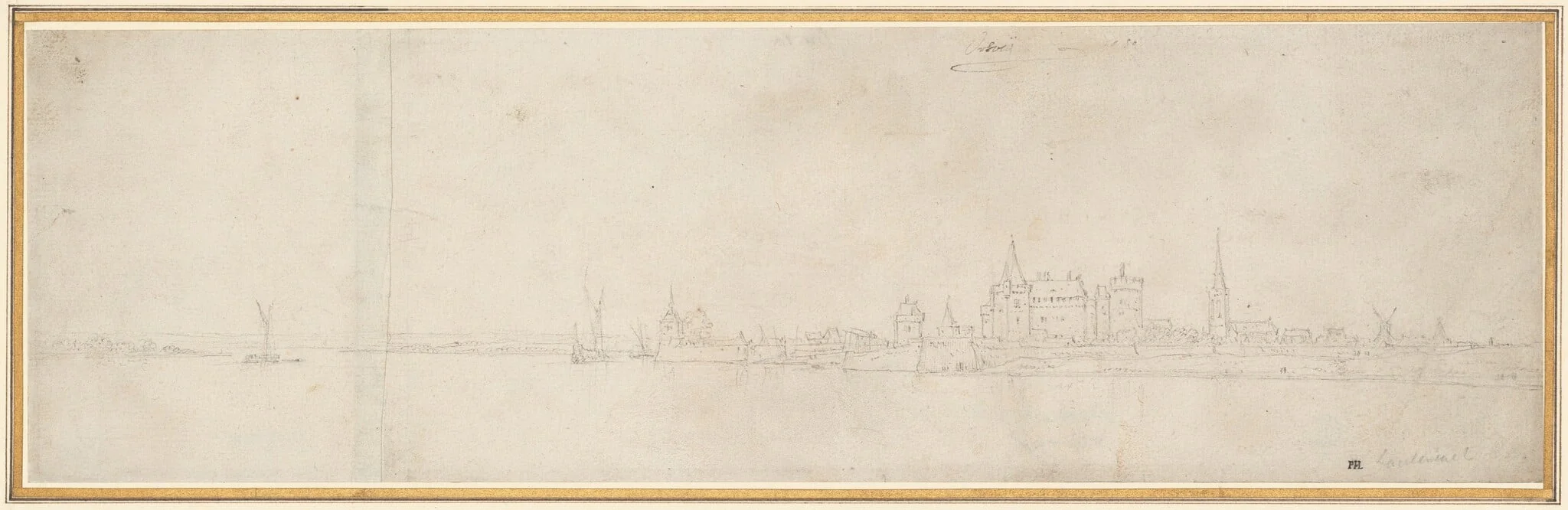 View of Orsoy, by Wenceslaus Hollar, graphite, 1650