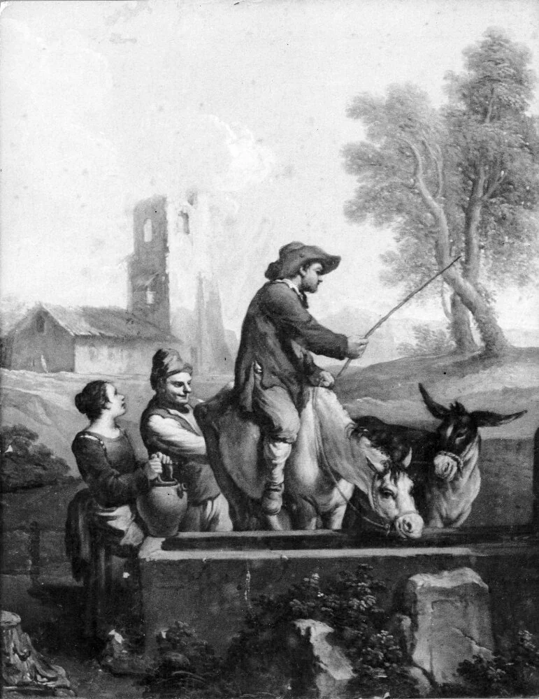 Peasants at a Well, by Paolo Monaldi, oil, 1754