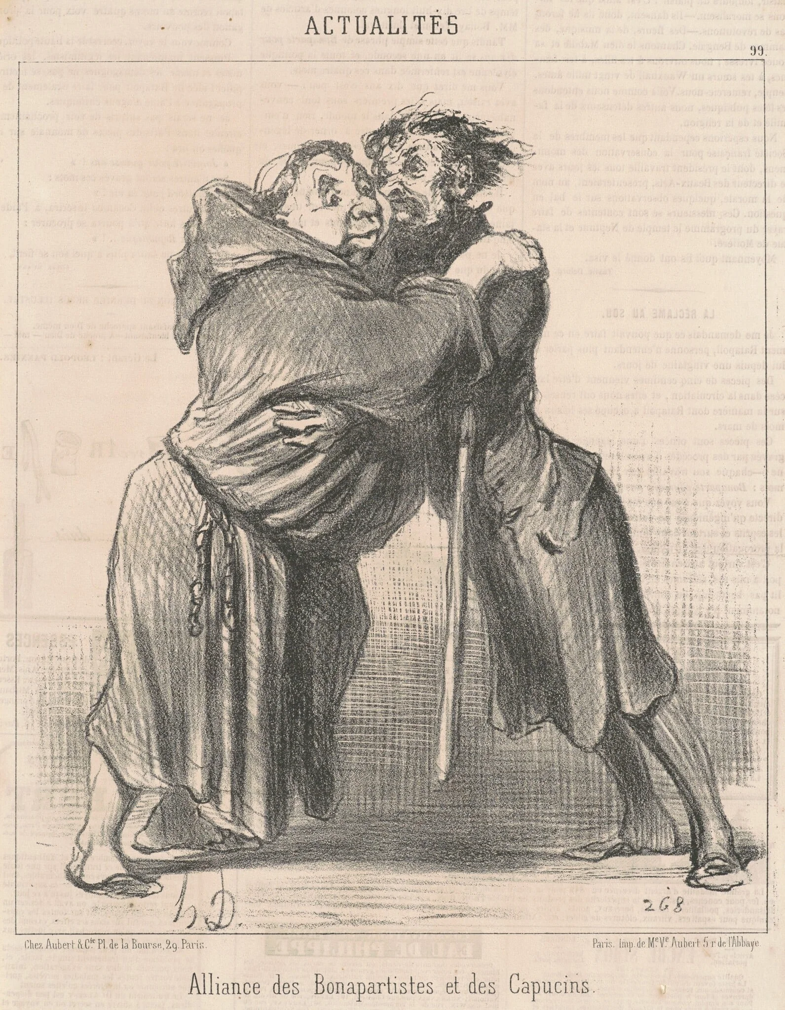 Alliance des Bonapartistes et des Capucins, by Honoré Daumier, ink, 1851