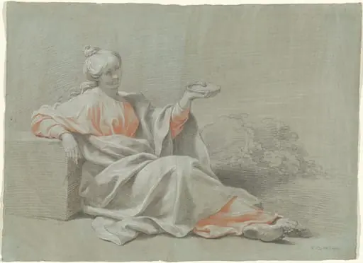 Young Woman with a Bowl, Seated Outdoors