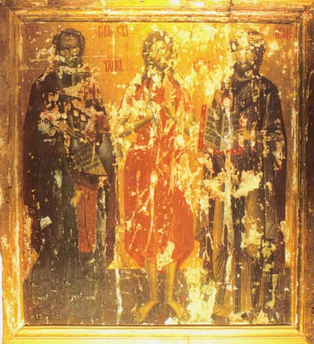 Sfântul Varlaam, Sfântul Alexie Omul lui D-zeu, Sfântul Ioasef; Sfântul militar călare - Dimitrie, by Unknown, 1549