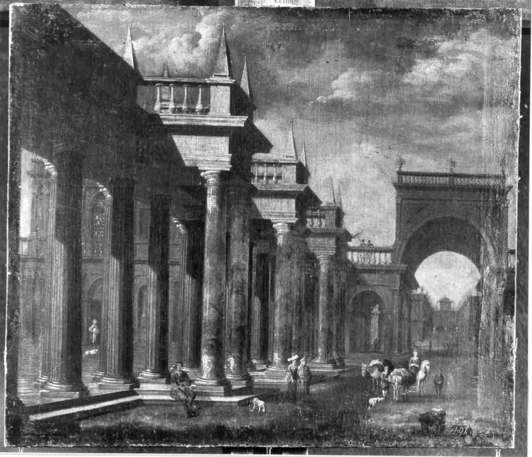 Fantasy palace with a colonade