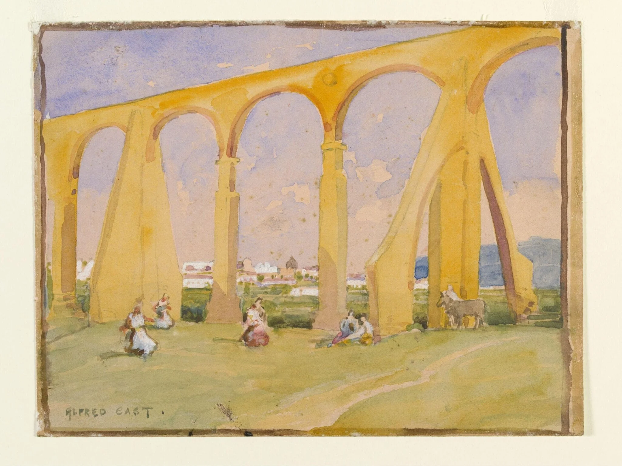 The Viaduct, Algeciras, by Alfred East, watercolor, 1870